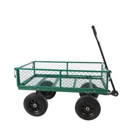 (Green solid wheels wagon cart) Solid wheels Tools cart Wagon Cart Garden cart trucks make it easier to transport firewood