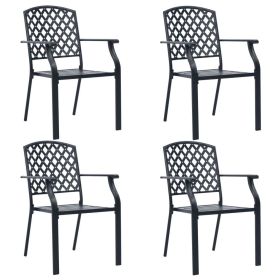 Patio Chairs 4 pcs Mesh Design Steel Black