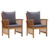 Patio Chairs with Cushions 2 pcs Solid Acacia Wood