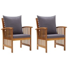 Patio Chairs with Cushions 2 pcs Solid Acacia Wood