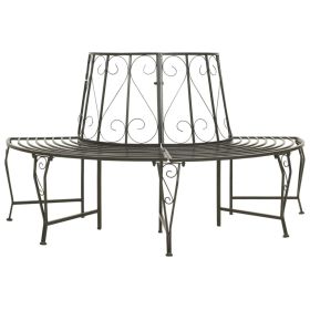 Patio Half Round Tree Bench 63" Steel