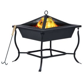 Fire Pit Black 16.5"x16.5"x17.7" Steel