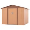 8' x 8' Outdoor Storage Shed, Metal Garden Shed with Double Sliding Doors, 4 Air Vents, Tool Storage House Shed for Yard, Patio, Lawn, Coffee