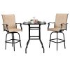 Wrought Iron Glass High Bar Table Patio Bar Table Black