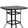 Wrought Iron Glass High Bar Table Patio Bar Table Black