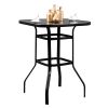 Wrought Iron Glass High Bar Table Patio Bar Table Black