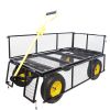 BIG Wagon Cart Garden cart trucks make it easier to transport firewood Yellow+Black Maximum static load is 880 lbs.