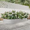 Raised Garden Bed Outdoor, Oval Large Metal Raised Planter Bed for for Plants, Vegetables, and Flowers - Silver