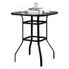 Wrought Iron Glass High Bar Table Patio Bar Table Black