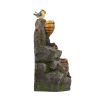 18.5x11.8x22.6" Decorative Two-Tiered Water Fountain with Woodland Animal Design, Outdoor Fountain with Light and Pump