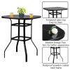 Wrought Iron Glass High Bar Table Patio Bar Table Black