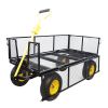 BIG Wagon Cart Garden cart trucks make it easier to transport firewood Yellow+Black Maximum static load is 880 lbs.