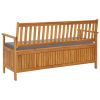 Patio Storage Bench with Cushion 58.3" Solid Acacia Wood