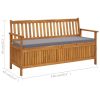 Patio Storage Bench with Cushion 58.3" Solid Acacia Wood