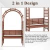 6.8FT Wooden Arch with Bench for 2 People, Garden Arbor Trellis for Climbing Plant, Outdoor Garden Lawn Backyard Patio Decor, Dark Brown