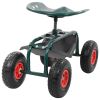 Rolling Garden Cart with Tool Tray Green 30.7"x17.5"x33.1"