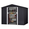 6 x 8 Ft Outdoor Storage Shed, Patio Steel Metal Shed w/Lockable Sliding Doors, Vents, Yard Tool House for Bike Lawnmower, Dark Gray