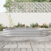 Raised Garden Bed Outdoor, Oval Large Metal Raised Planter Bed for for Plants, Vegetables, and Flowers - Silver