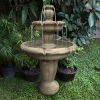 48inches Outdoor Concrete Floor Water Fountain with Submersible Electric Pump for Yard Patio Lawn Home Decor