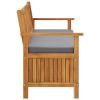 Patio Storage Bench with Cushion 58.3" Solid Acacia Wood