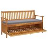 Patio Storage Bench with Cushion 58.3" Solid Acacia Wood