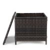 Outdoor PE Wicker Side Table with Storage, Patio Rattan End Table Square Container for Furniture Covers, Toys and Gardening Tools, Brown