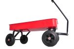 Garden cart Reuniong Railing; solid Wheels; All Terrain Cargo Wagon with 280lbs Weight Capacity; Red