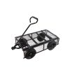 (Black solid wheels wagon cart) Solid wheels Tools cart Wagon Cart Garden cart trucks make it easier to transport firewood