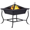 Fire Pit Black 16.5"x16.5"x17.7" Steel