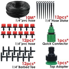 1pc Automatic Micro Drip Irrigation Watering System Kit Hose Home Garden & Adjustable Drippers Greenhouses Potted Grows (Model: 10m Single Outlet Suit)