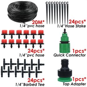 1pc Automatic Micro Drip Irrigation Watering System Kit Hose Home Garden & Adjustable Drippers Greenhouses Potted Grows (Model: 20m Single Outlet Suit)