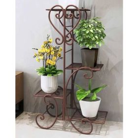 Metal Plant Stands;  Heavy Duty Flower Pot Stands for Multiple Plant (Color: Bronze)