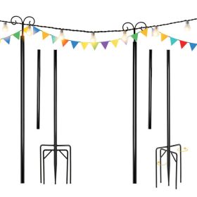 8/10 Feet 2 Pack Outdoor String Light Poles with Top Arc Hook and 5-Prong Base (size: 10ft)