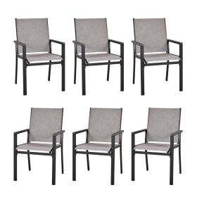 MEOOEM Patio Dining Chairs 2PCS Outdoor Metal Textilene Outdoor Dining Chairs; Durable for Lawn Garden Backyard Pool All Weather (Type: 6PC)