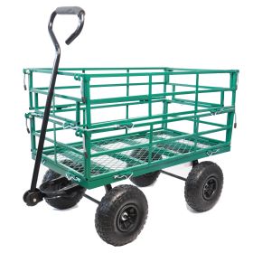 Wagon Cart Garden cart trucks make it easier to transport firewood (Color: Green)