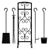 Wrought Iron Fireplace Tools with Decor Holder