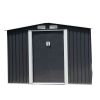 6' x 8' Outdoor Backyard Garden Metal Storage Shed for Utility Tool Storage - Coffee