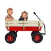 Outdoor station wagon all-terrain pull wooden railing pneumatic tire children's garden (red)