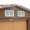 6' x 8' Outdoor Backyard Garden Metal Storage Shed for Utility Tool Storage - Coffee