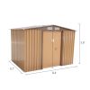 6' x 8' Outdoor Backyard Garden Metal Storage Shed for Utility Tool Storage - Coffee