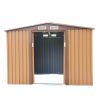 6' x 8' Outdoor Backyard Garden Metal Storage Shed for Utility Tool Storage - Coffee