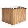 6' x 8' Outdoor Backyard Garden Metal Storage Shed for Utility Tool Storage - Coffee