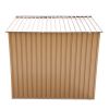 6' x 8' Outdoor Backyard Garden Metal Storage Shed for Utility Tool Storage - Coffee