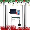 Set of 6 RC String Light Pole;  9 FT Lighting Stand ;  LED Solar Bulbs for Parties;  Christmas