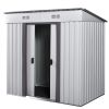 4 x 6 Ft Outdoor Metal Shed, Tool Storage House with Sliding Door and Vents, Backyard Garden Patio, Weatherproof