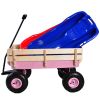 Outdoor station wagon all-terrain pull wooden railing pneumatic tire children's garden (red)