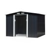 6' x 8' Outdoor Backyard Garden Metal Storage Shed for Utility Tool Storage - Coffee