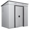 4 x 6 Ft Outdoor Metal Shed, Tool Storage House with Sliding Door and Vents, Backyard Garden Patio, Weatherproof